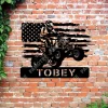 Personalized Atv Driver With American Flag Metal Sign, Man Cave Plaque, Father's Day Gift