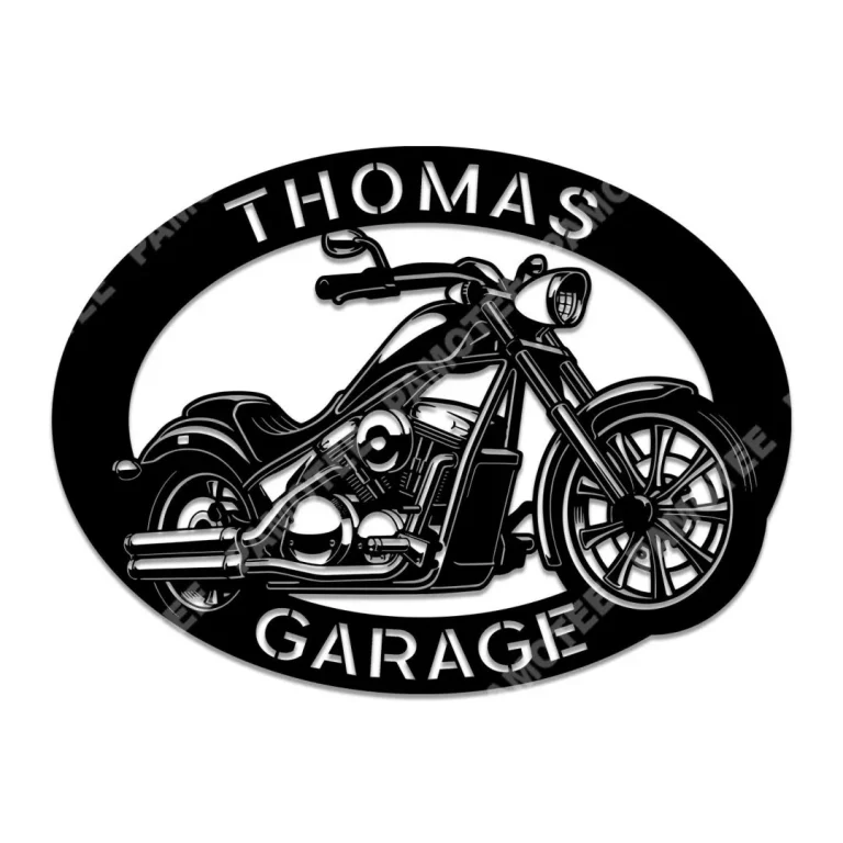 Customized Name Biker Garage Metal Wall Art, Motocycle Plaque, Gift For Father