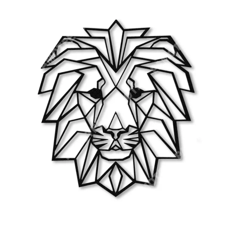 Geometric Lion Metal Art, Wildlife Housewarming Decoration