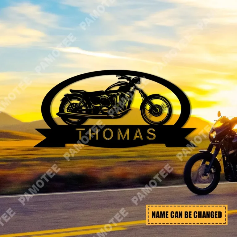 Personalized Your Name Motorcycle Metal Wall Art, Garage Metal Sign For Biking Lovers