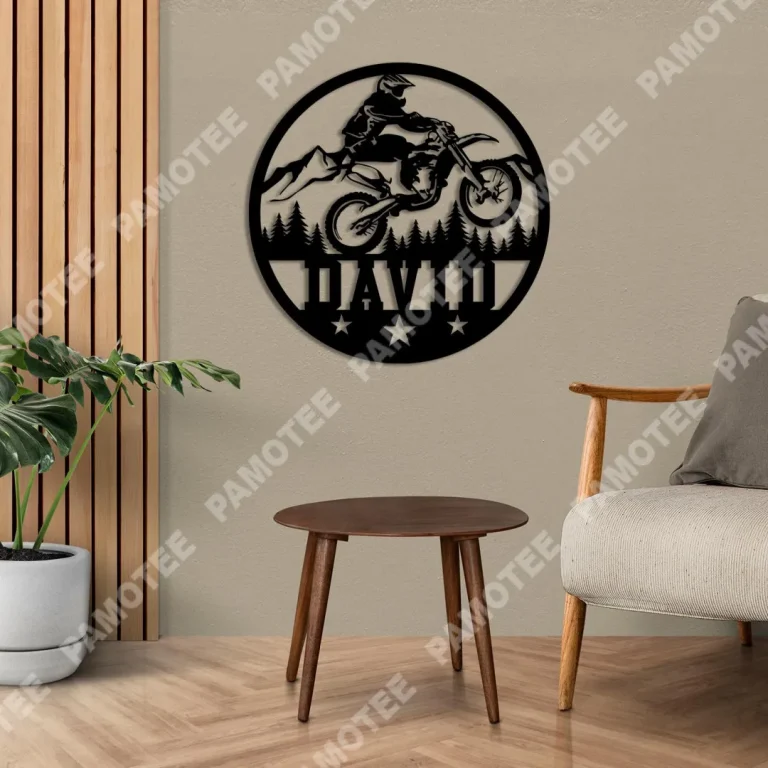 Custom Biking In Forest Metal Art, Housewarming Wall Decor For Your Garage