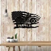 Custom Motorcycle With American Flag Cool Metal Art, Patriot Gift