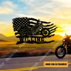 Custom Motorcycle With American Flag Cool Metal Art, Patriot Gift