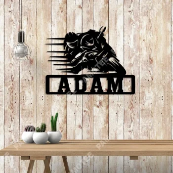 Custom Name Biker Racing Metal Art, Wall Decor For Garage