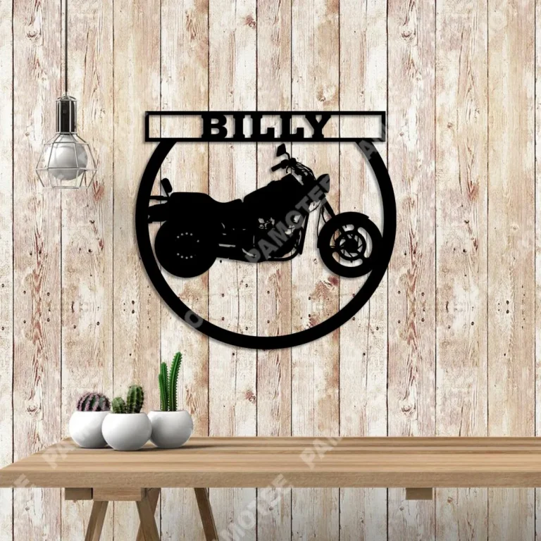 Custom Any Text Motorcycle Metal Sign, Housewarming Wall Art For Him