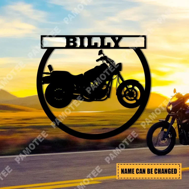 Custom Any Text Motorcycle Metal Sign, Housewarming Wall Art For Him