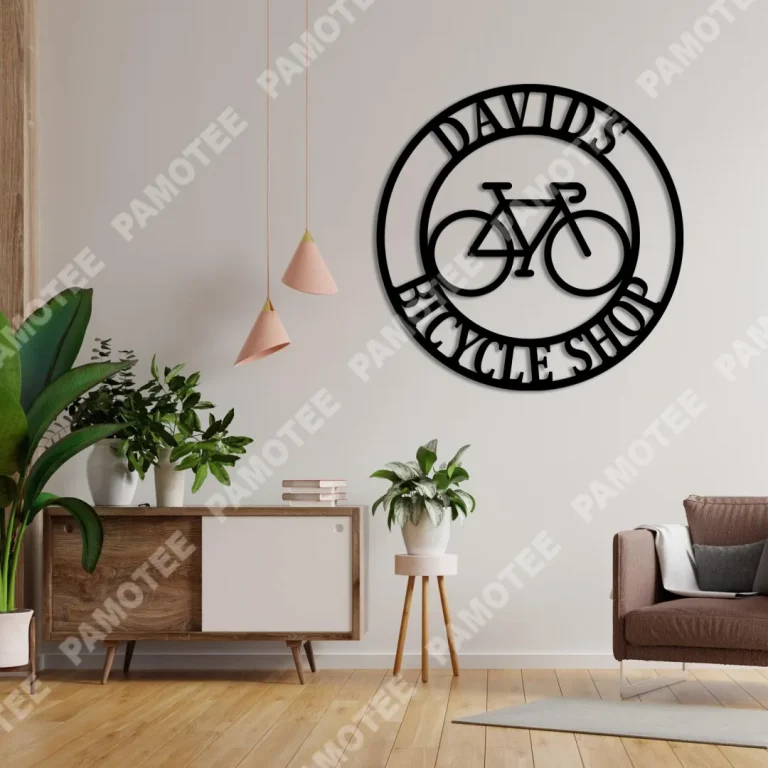 Customized Bicycle Shop Metal Art, Gift For Bike Shop Owner