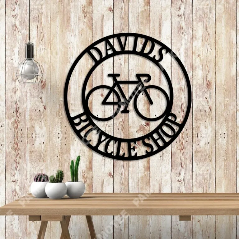 Customized Bicycle Shop Metal Art, Gift For Bike Shop Owner
