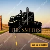 Personalized Your Name Semi Truck Metal Sign, Trucking Company Wall Art