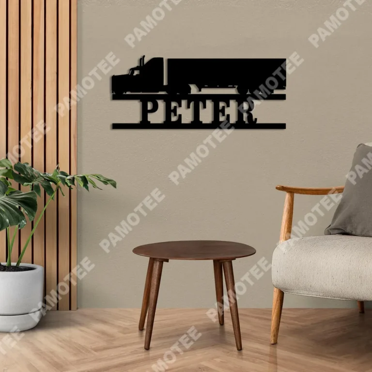 Personalized Big Rig Metal Sign, Home Wall Hanging For Trucker