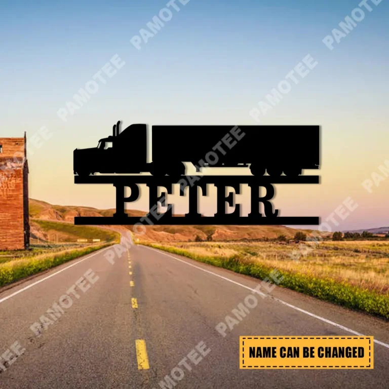Personalized Big Rig Metal Sign, Home Wall Hanging For Trucker