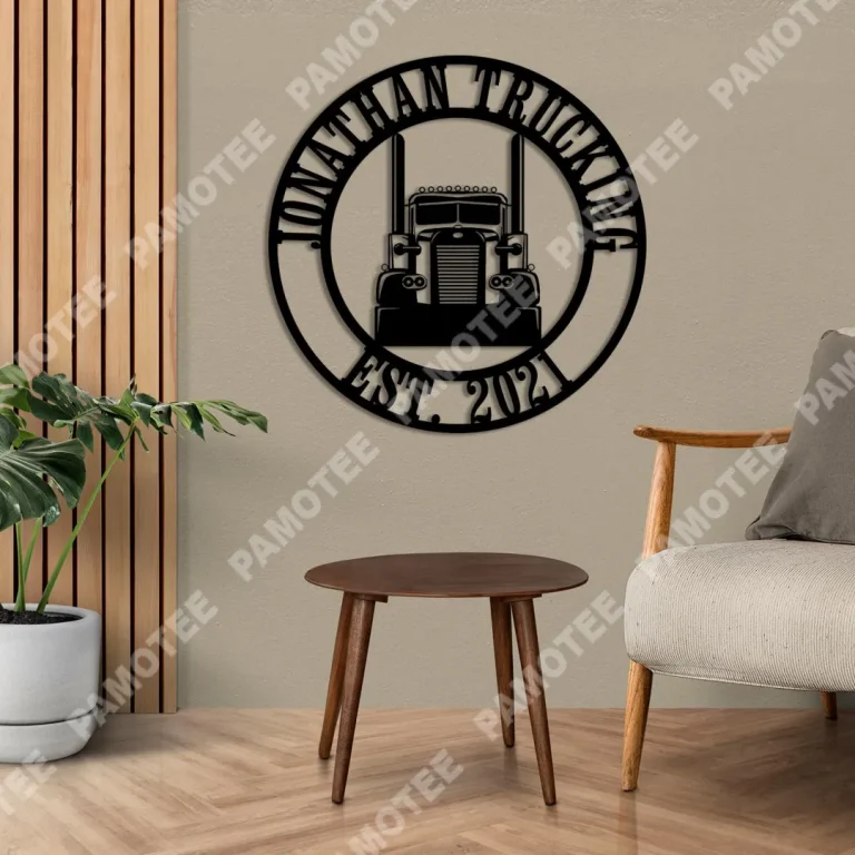 Customized Name With Established Year Truck Driver Metal Sign, Father's Day Gift
