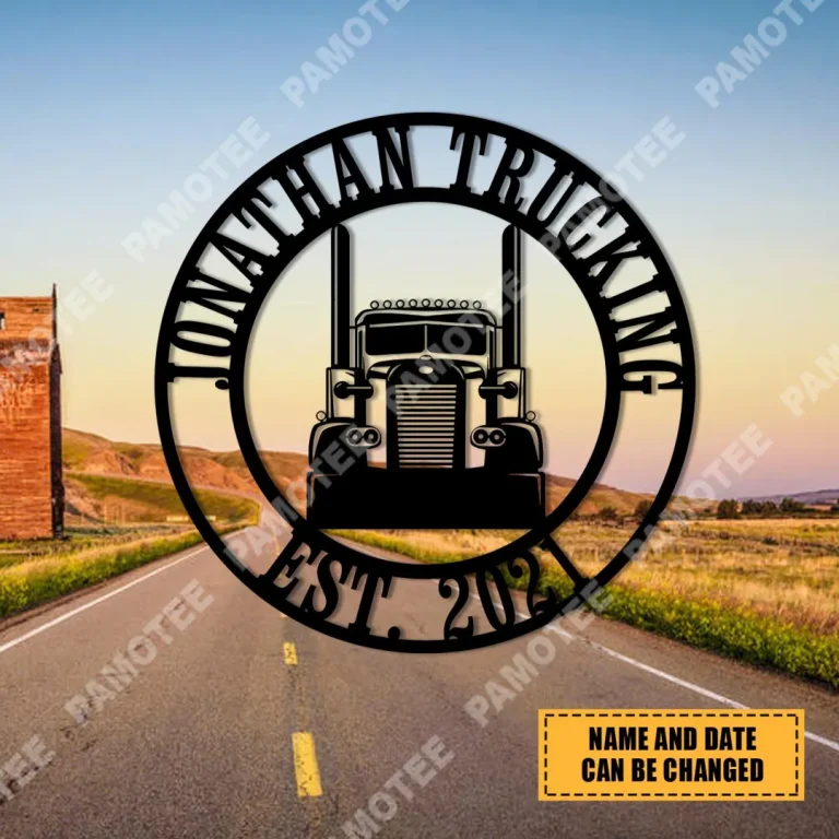 Customized Name With Established Year Truck Driver Metal Sign, Father's Day Gift