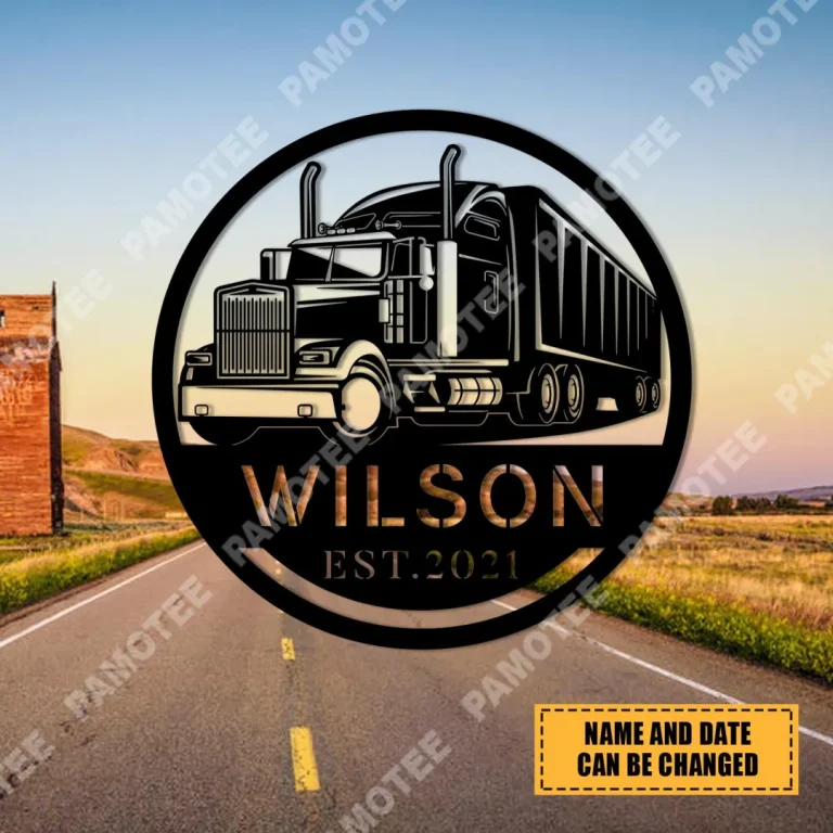 Personalized Big Rig Metal Art, Trucking Company Steel Gift