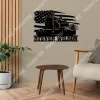 Custom Truck And American Flag Metal Sign, Gift For, Husband, Gift For Him