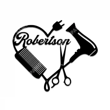 Customized Heart Hairdressing Metal Wall Art, Steel Plaque