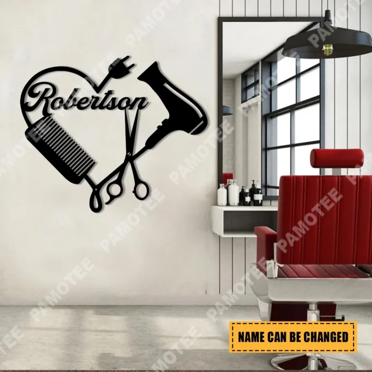 Customized Heart Hairdressing Metal Wall Art, Steel Plaque