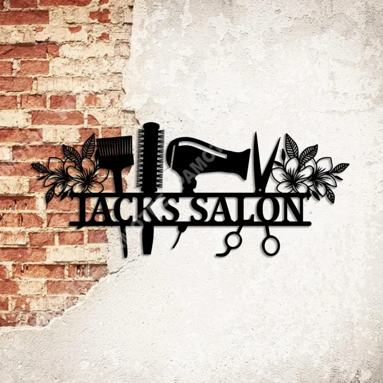 Customized Hair Stylist With Flowers Metal Wall Decor, Wall Hanging Art