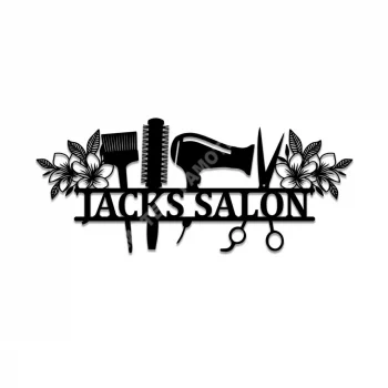 Customized Hair Stylist With Flowers Metal Wall Decor, Wall Hanging Art