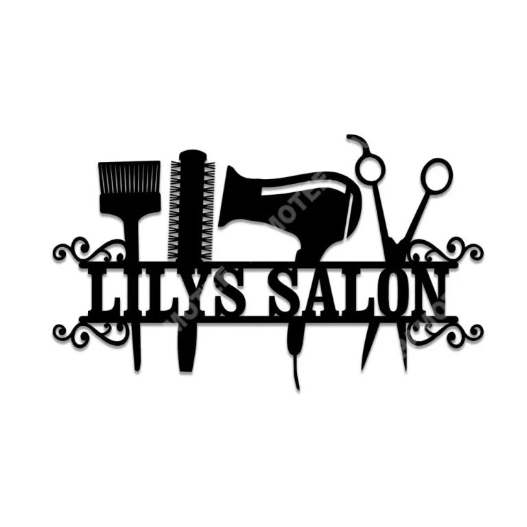 Personalized Name Hair Salon Metal Art, Hairdressing Steel Plaque