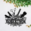 Customized Barber With Flowers Metal Sign, Hairdresser Metal Gift