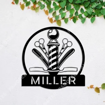 Custom Your Name Hair Stylist Metal Wall Hanging, Steel Art Decoration For Him