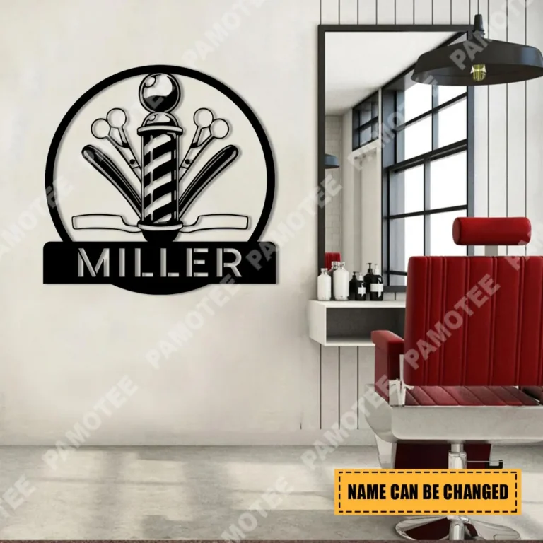 Custom Your Name Hair Stylist Metal Wall Hanging, Steel Art Decoration For Him