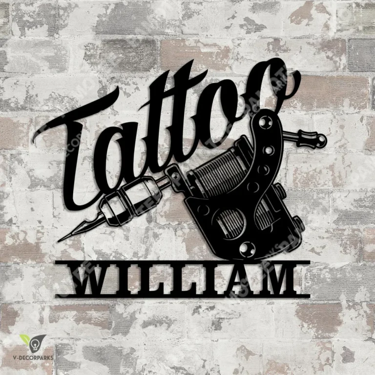 Personalized Tattoo Studio Wall Art Decor, Custom Metal Sign, Many Sizes Available