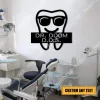 Personalized Tooth Wearing Sunglasses Funny Dentist Metal Sign, Housewarming Decoration