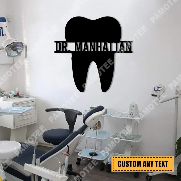 Custom Your Name Tooth Dental Metal Sign, Steel Plaque For Clinic