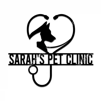 Custom Pet Clinic Metal Sign, Dog And Cat Clinic Steel Wall Art