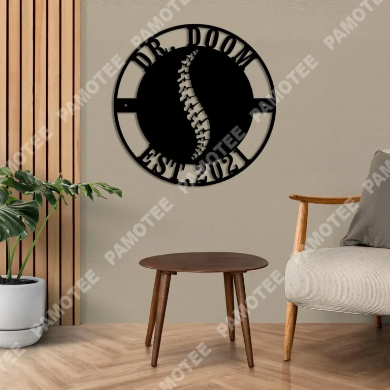 Custom Name And Est Date Chiropractic Metal Art, Gift For Doctor