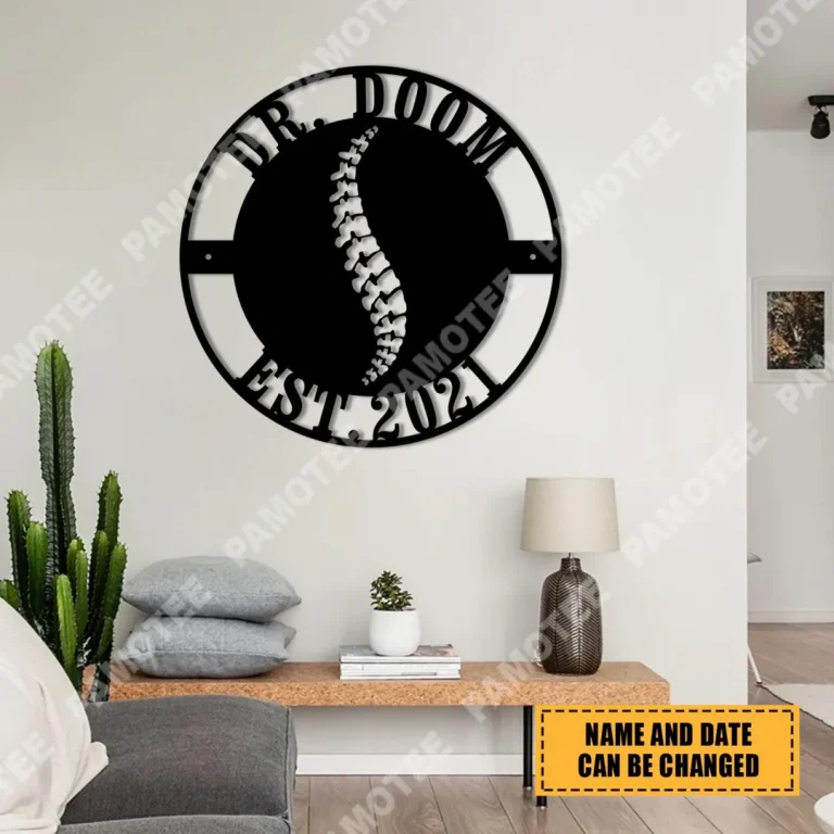 Custom Name And Est Date Chiropractic Metal Art, Gift For Doctor