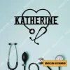 Personalized Name Stethoscope Heart Metal Sign, Wall Decor Gift For Nurses