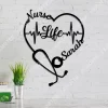 Personalized Text Nurse Life Stethoscope Heart & Heartbeat Artwork Decor, Nursing Metal Wall Hanging