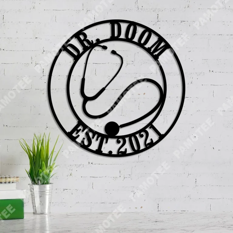 Personalized Stethoscope Doctor Metal Sign, Clinic Steel Plaque