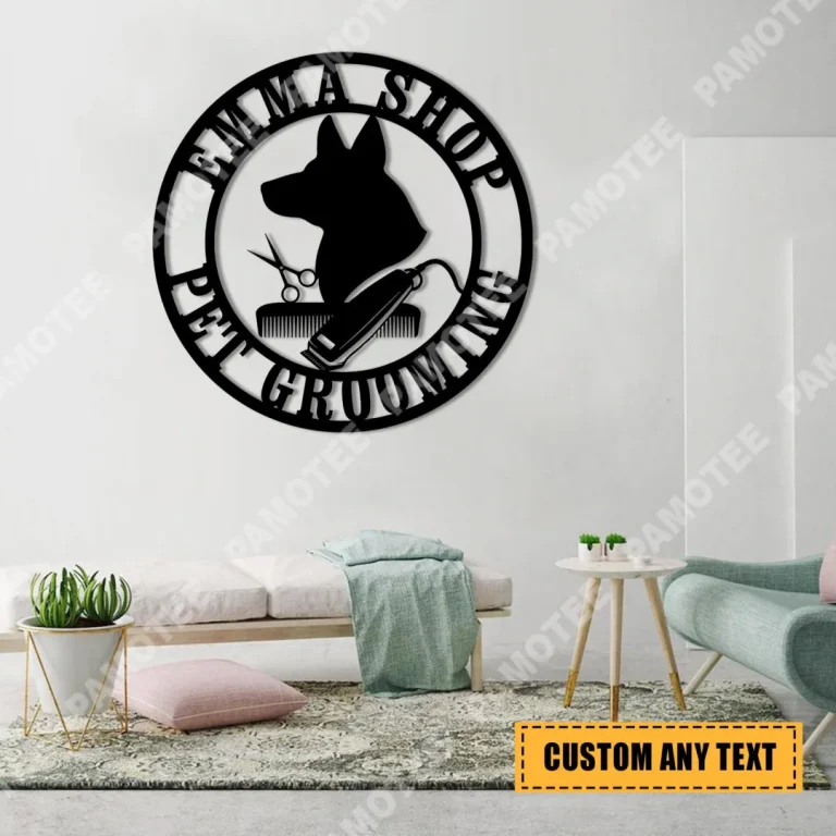 Custom Pet Grooming Metal Sign, Scissors, Comb, Trimmer Pet Spa Art