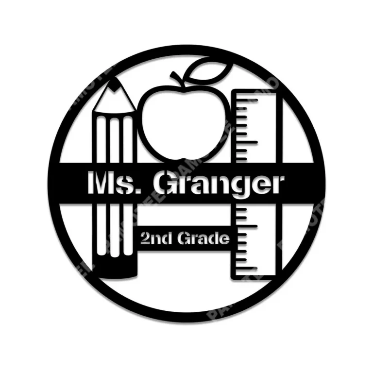 Personalized Apple, Pencil And Ruler Metal Wall Decor, Gift For Teacher