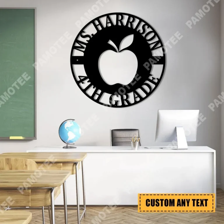 Personalized Apple Teacher Metal Art, Housewarming Steel Plaque