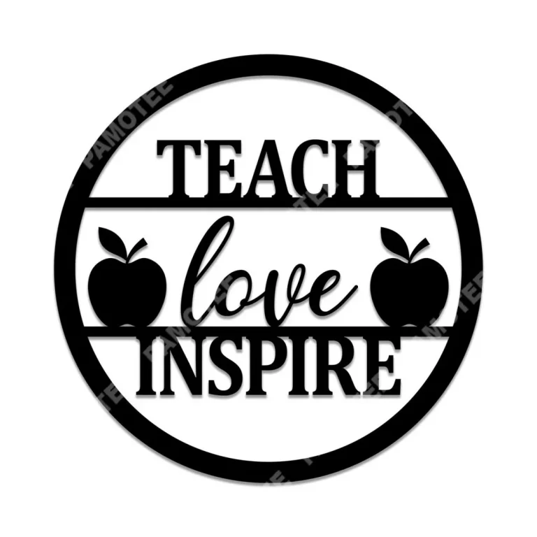 Teach, Love, Inspire Quote With Apples Metal Sign, Teacher Home Decor