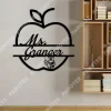 Personalized Apple Owl Teacher Metal Art, School Wall Decoration