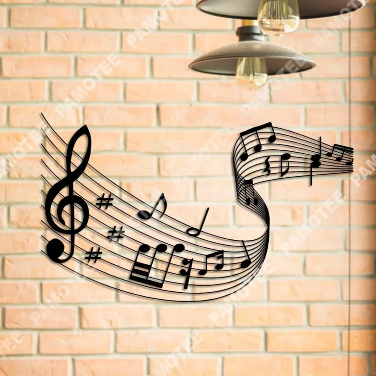 Music Riff With G-clef And Notes Metal Art, Housewarming, Music Studio Decor