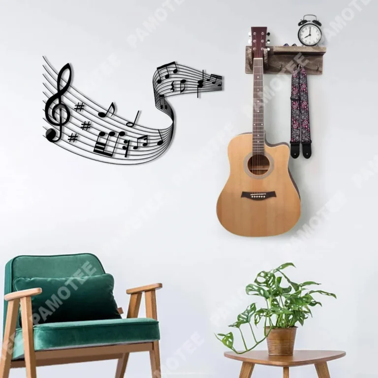 Music Riff With G-clef And Notes Metal Art, Housewarming, Music Studio Decor