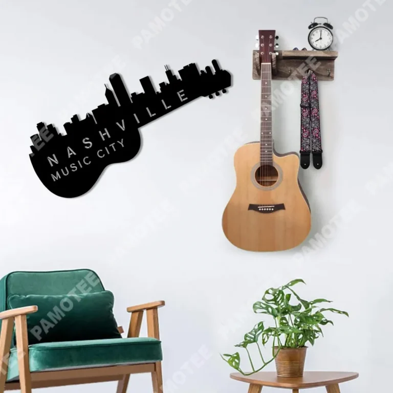 Nashville Music City Guitar Metal Sign, Gift For Musician, Guitar Player