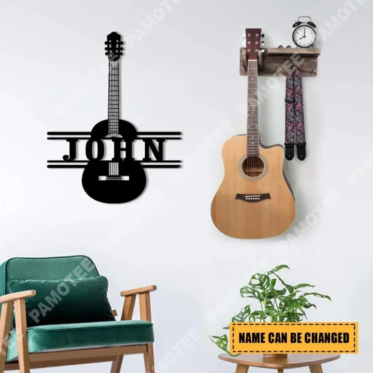 Customized Name Classic Guitar Metal Art, Wall Hanging Decor