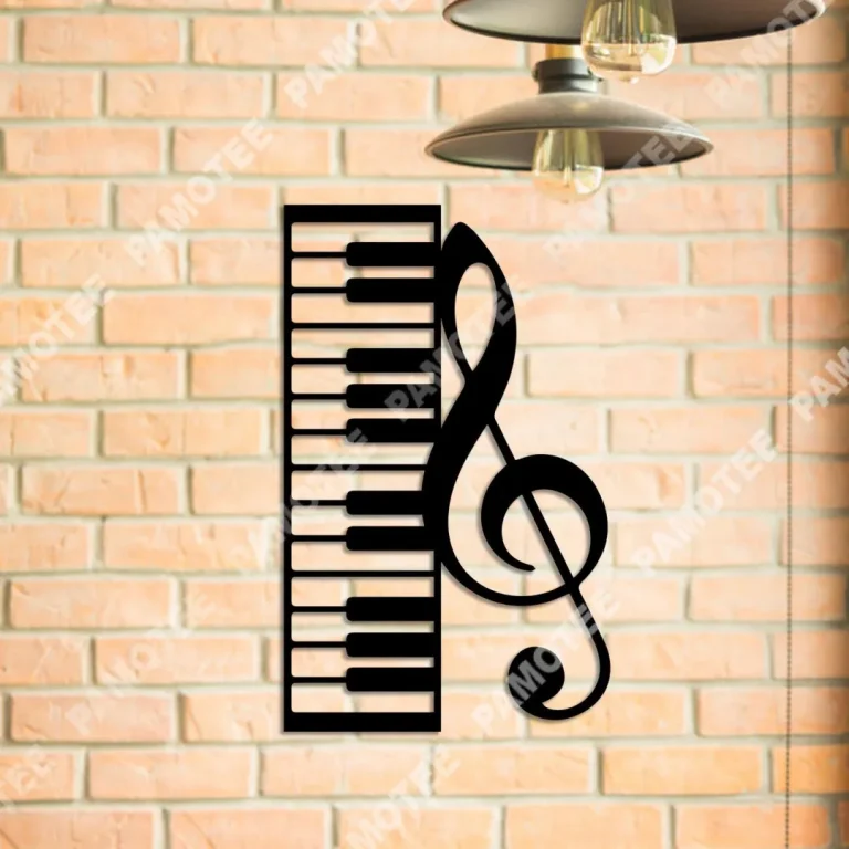 Piano With Treble Clef Metal Art Monogram, Wall Decor Gift For Pianist