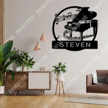 Personalized Name Piano Metal Sign, Piano Player Wall Hanging