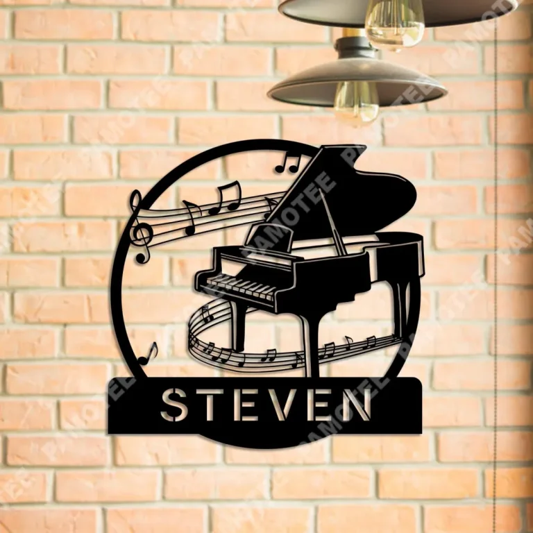 Personalized Name Piano Metal Sign, Piano Player Wall Hanging