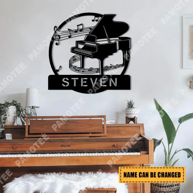 Personalized Name Piano Metal Sign, Piano Player Wall Hanging
