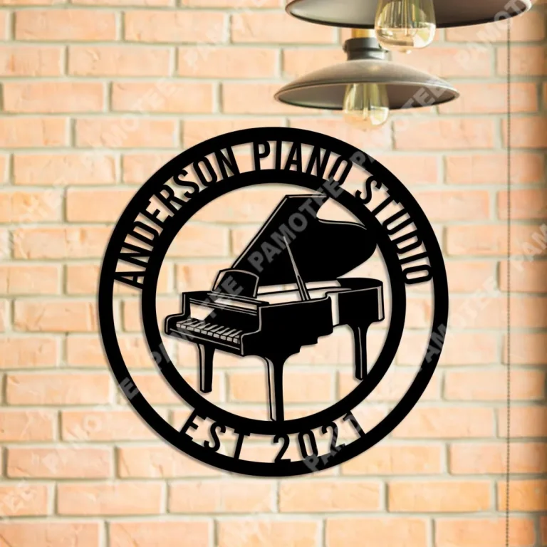 Customized Name And Date Piano Metal Sign, Piano Shop Decoration